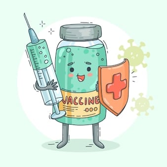 Cheerful Vaccine Character Holding A Syringe
